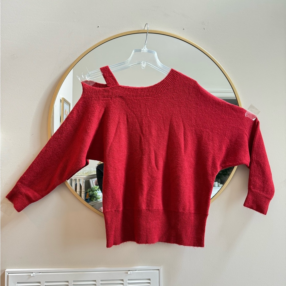 Maurices Red Off-the-Shoulder/Assymeyrical Sweater